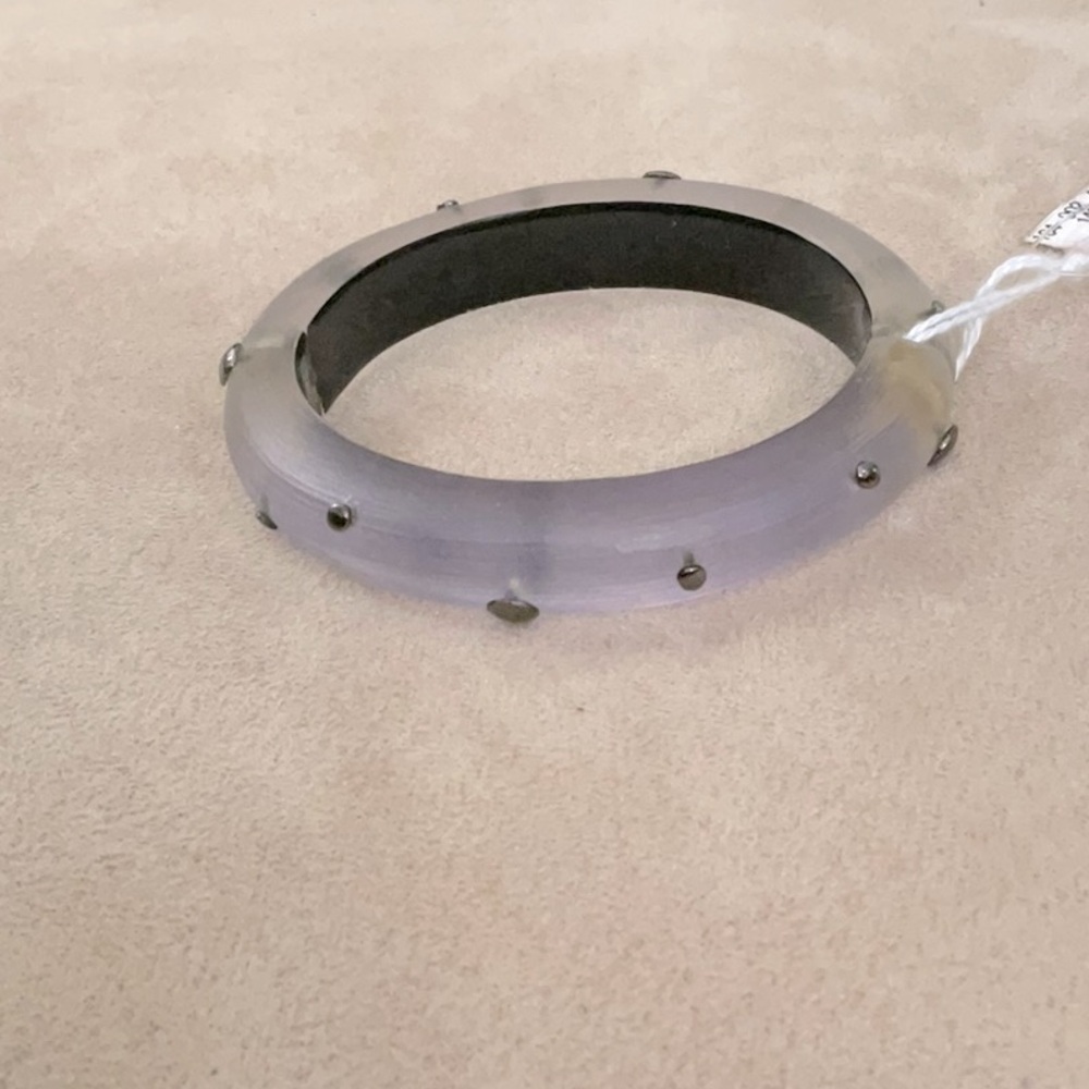 **Alexis Bittar Lavender Hue Lucite with Chrome Studs Hinged Bracelet** - Picture 4 of 4